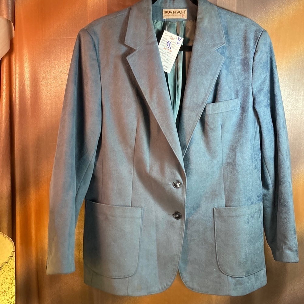 Vintage 70’s blue polyester jacket. Farah‎ womenswear brand Size M 40” chest. B7